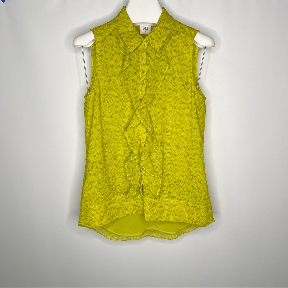 Cabi yellow print boho chic womenswear blouse